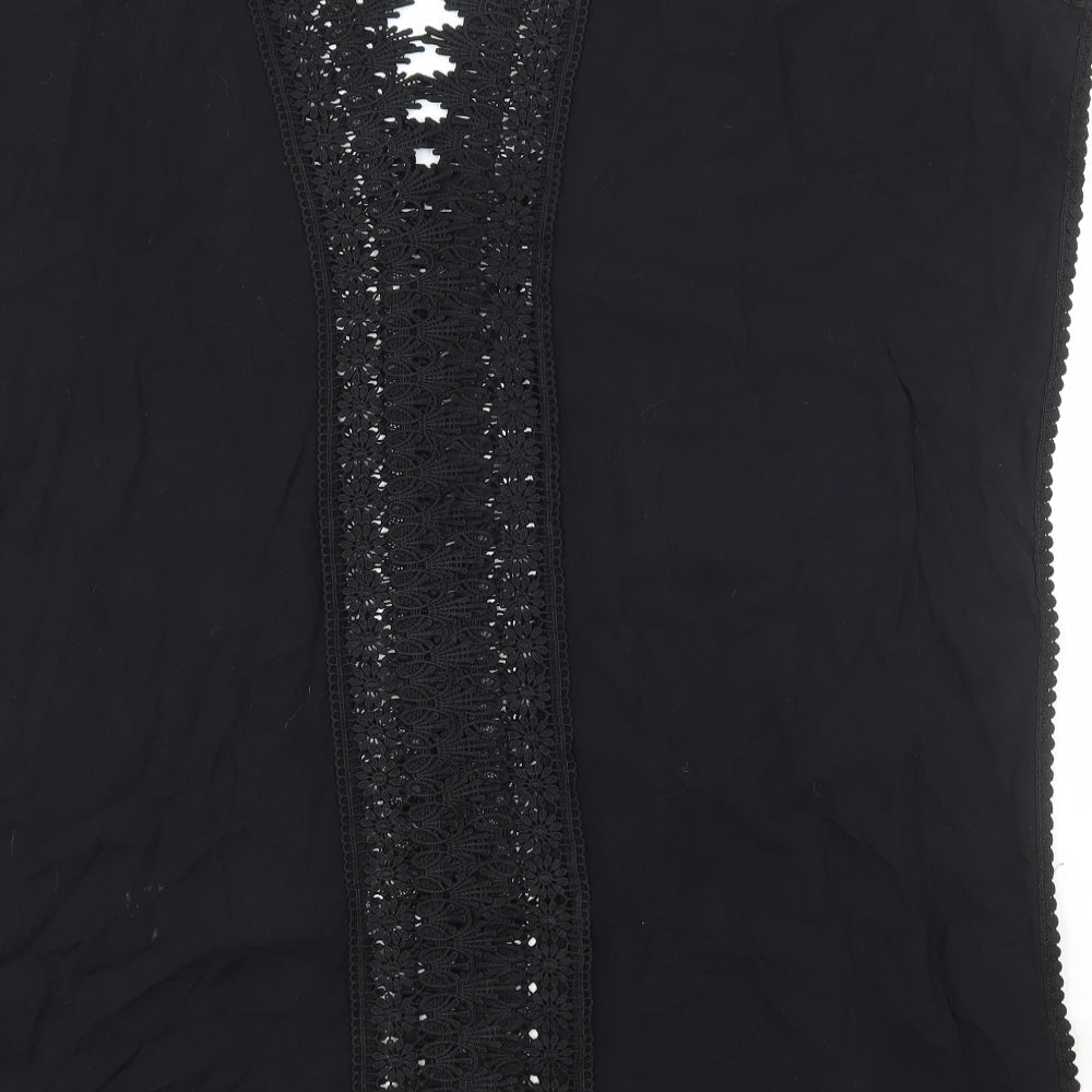 New Look Womens Black Viscose Basic Blouse Size S V-Neck