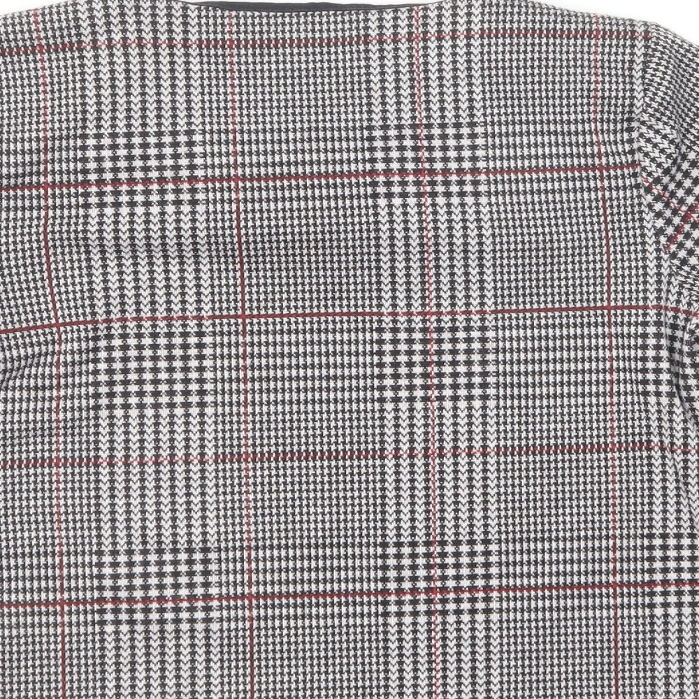 Topshop Womens Multicoloured Houndstooth Polyester Cropped T-Shirt Size 6 Round Neck