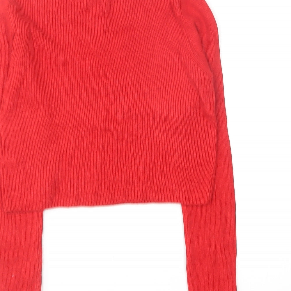 Topshop Womens Red Round Neck Viscose Pullover Jumper Size 8