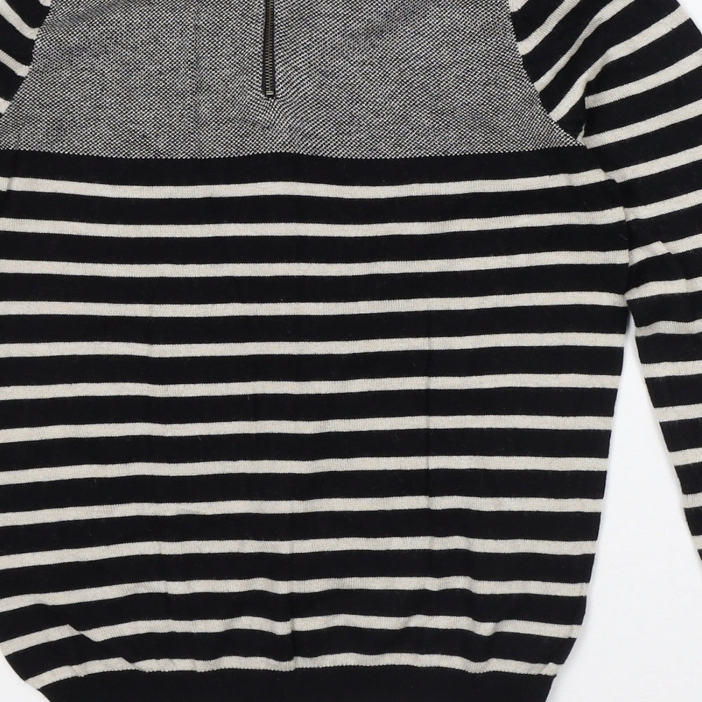 Autograph Womens White Striped Viscose Pullover Sweatshirt Size 8