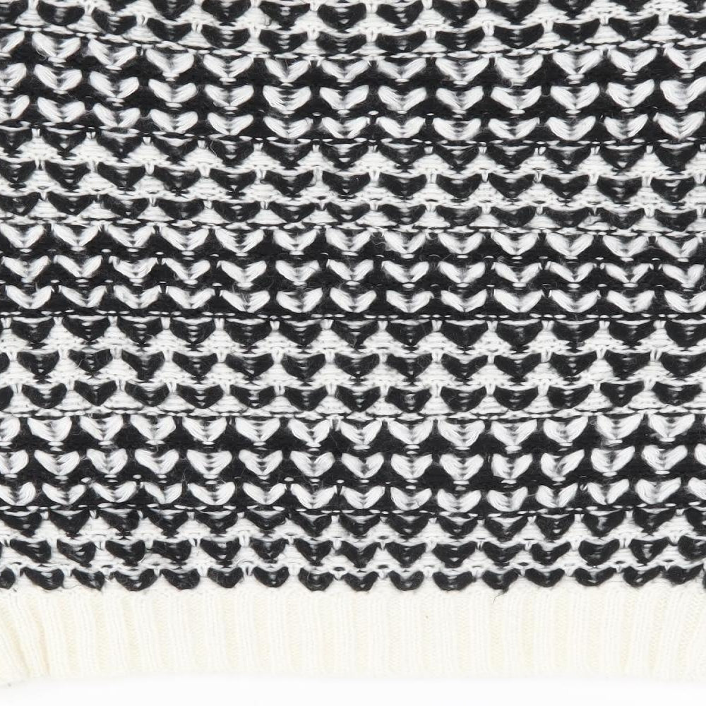Pep & Co Womens Black Mock Neck Geometric Acrylic Pullover Jumper Size M