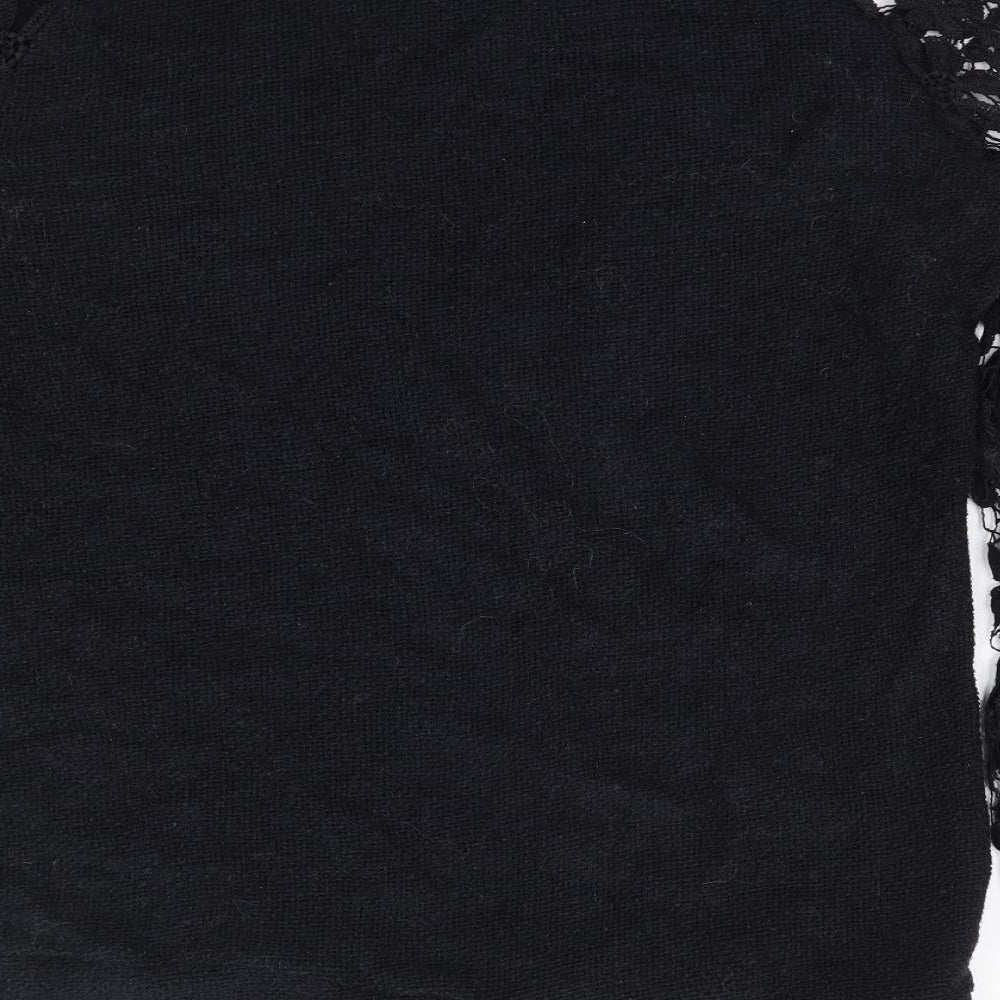 Zanzea Womens Black Round Neck Floral Polyester Pullover Jumper Size L