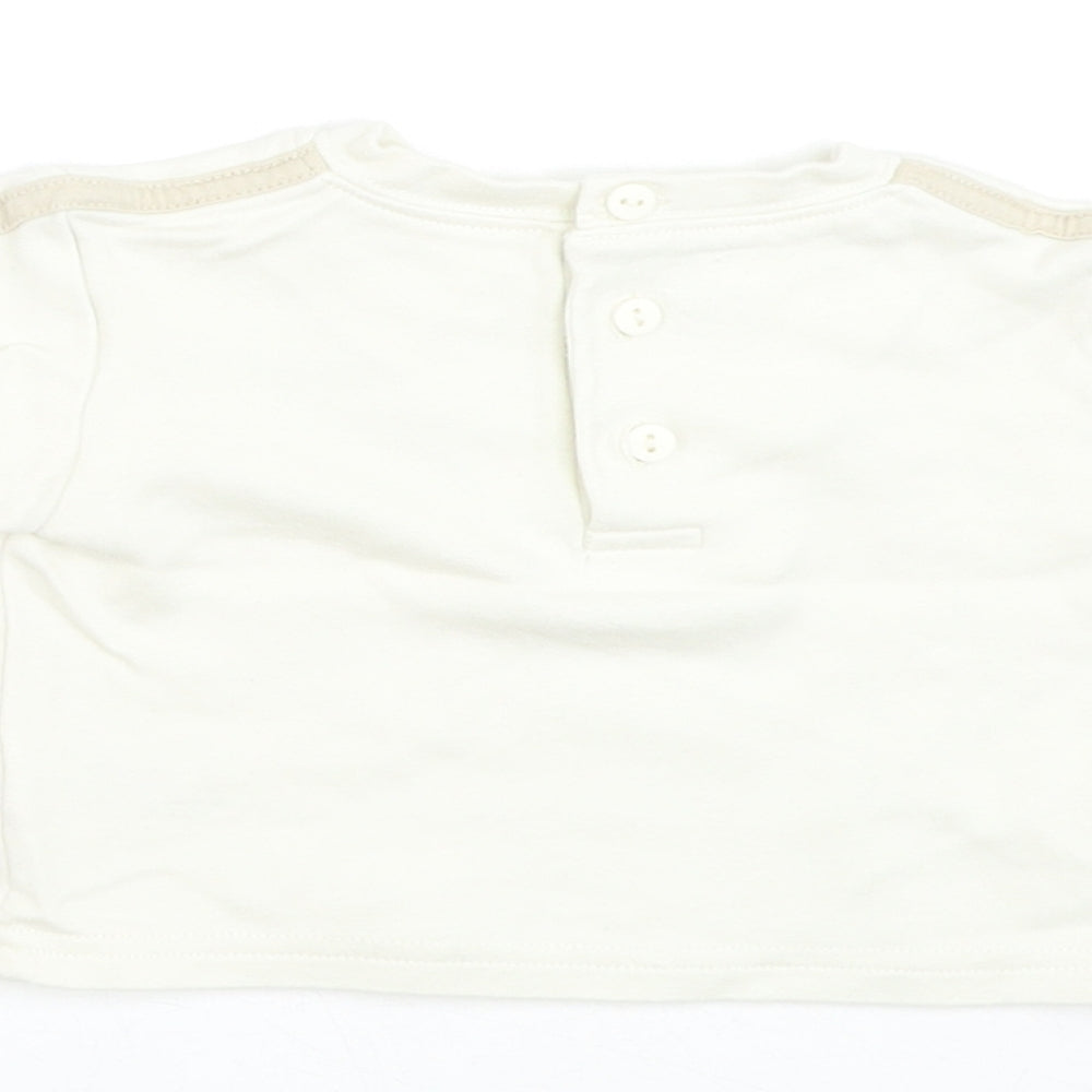 George Boys Ivory Cotton Basic T-Shirt Size 0-3 Months Round Neck Pullover