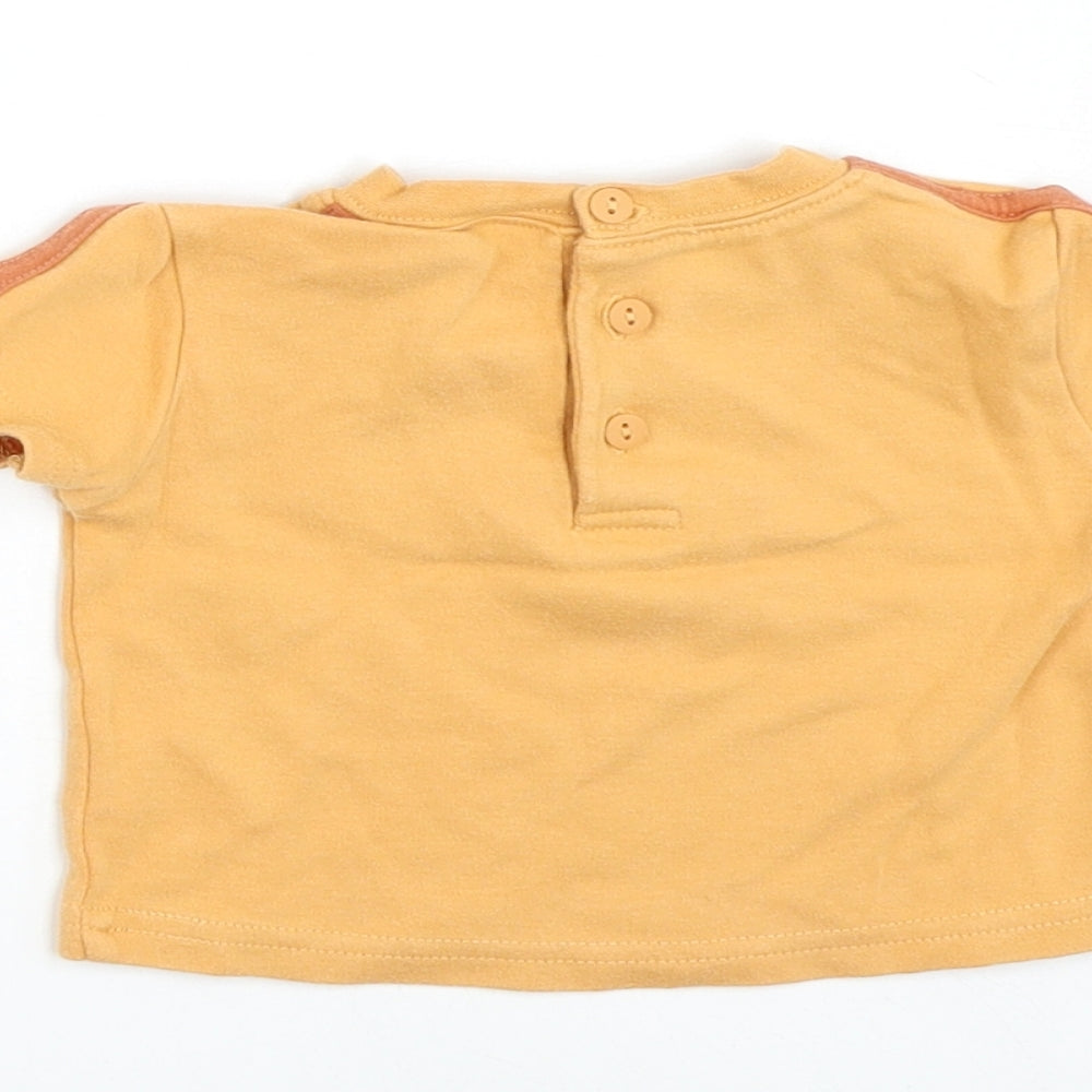 George Boys Orange Cotton Basic T-Shirt Size 0-3 Months Round Neck Pullover