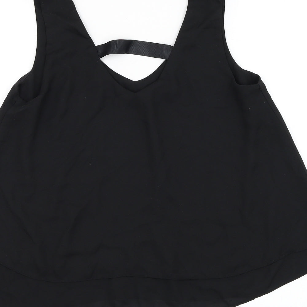 Vera & Lucy Womens Black Polyester Basic Tank Size M V-Neck