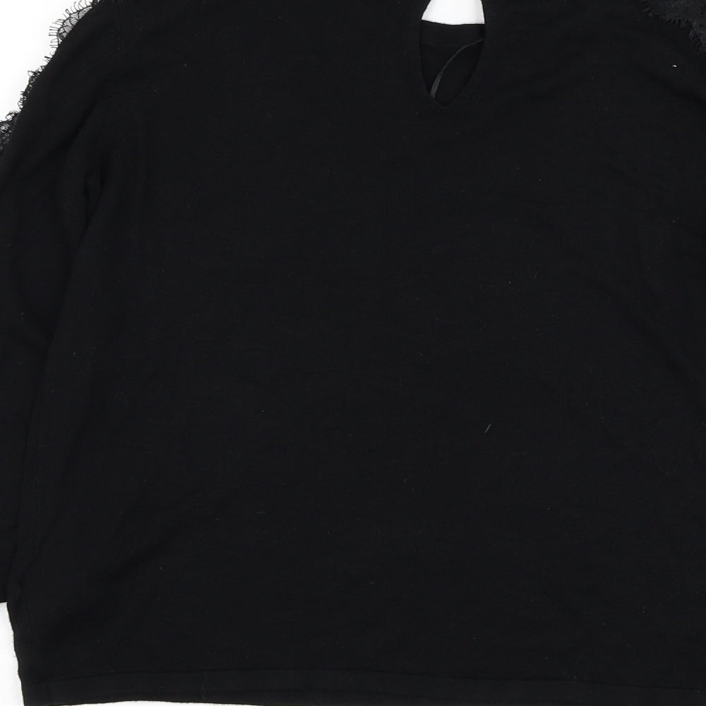 NEXT Womens Black Round Neck Viscose Pullover Jumper Size 12
