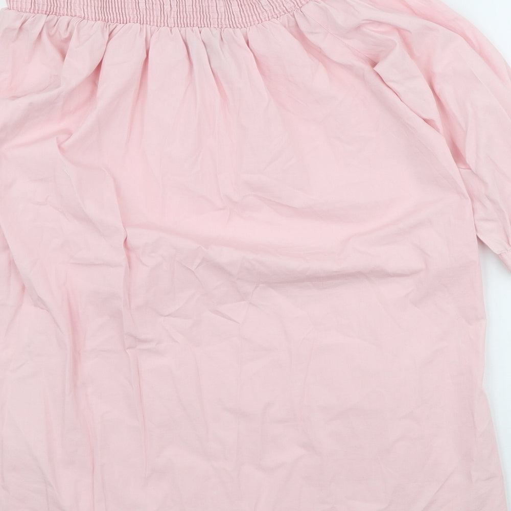 New Look Womens Pink 100% Cotton Sheath Size 12 Off the Shoulder