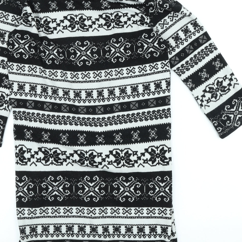 Peacocks Womens Multicoloured Geometric Polyester Pencil Dress Size 12 Roll Neck