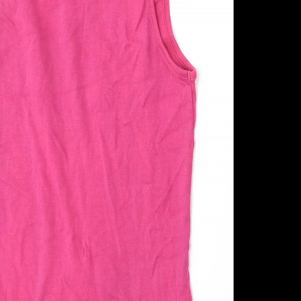 Pure Cotton Womens Pink Cotton Basic Tank Size 16 Round Neck