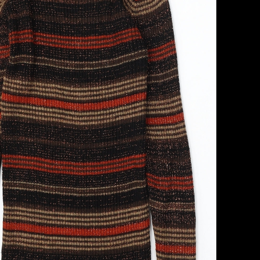 South Womens Multicoloured Round Neck Striped Acrylic Pullover Jumper Size 8