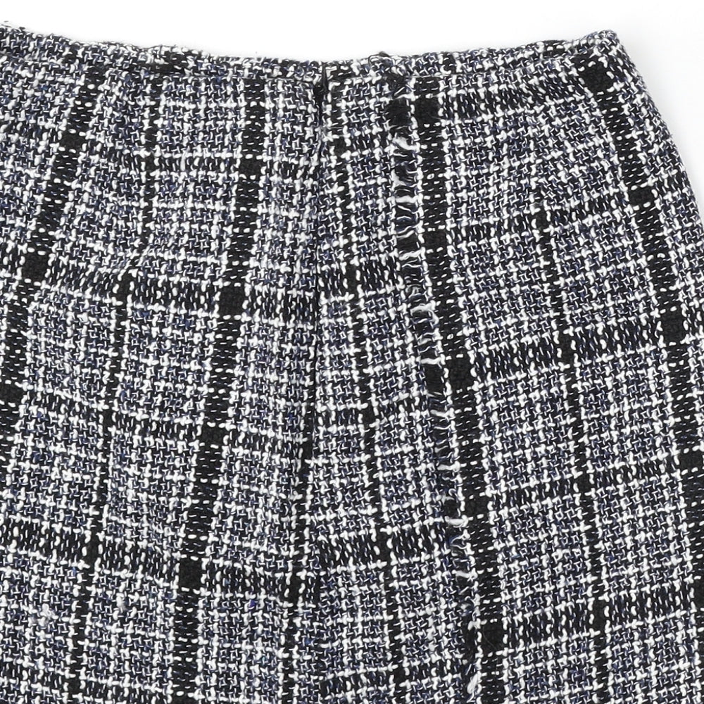 Preworn Womens Blue Check Polyester Skater Skirt Size 28 in