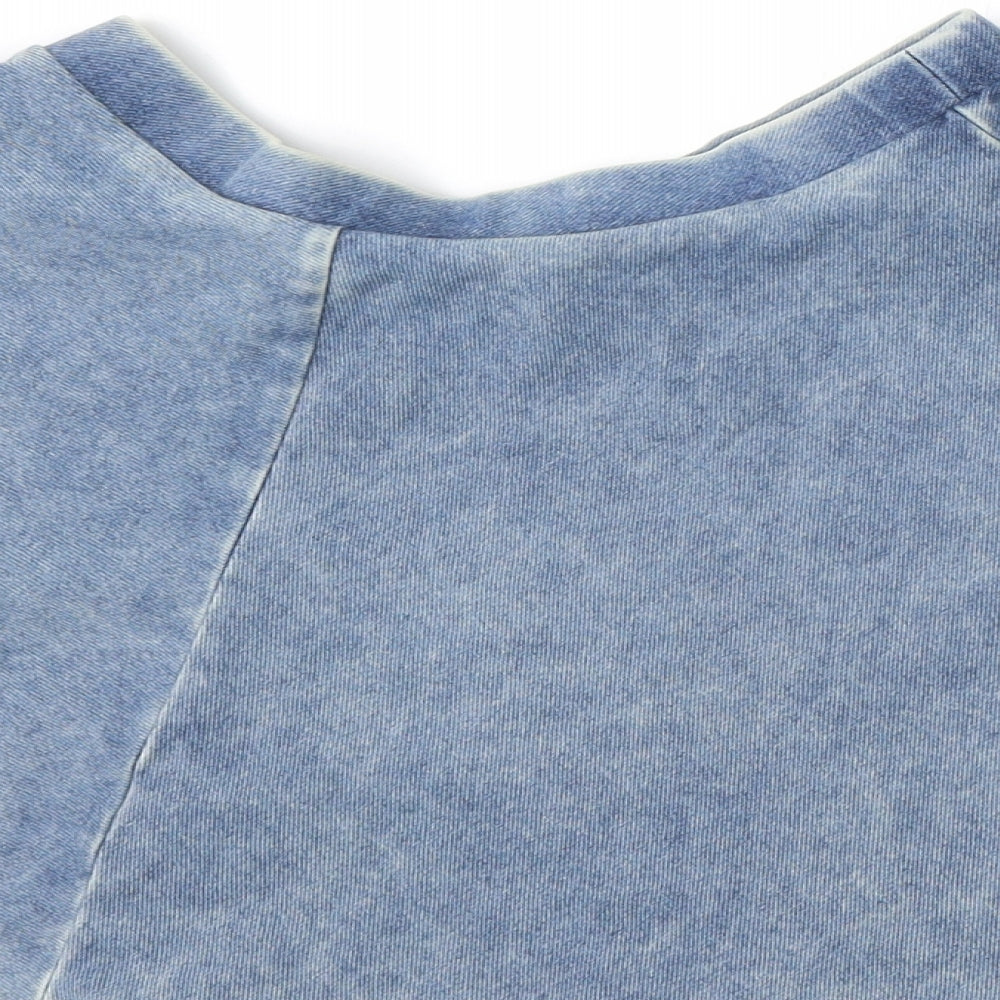 Topshop Womens Blue Cotton Skater Skirt Size 8