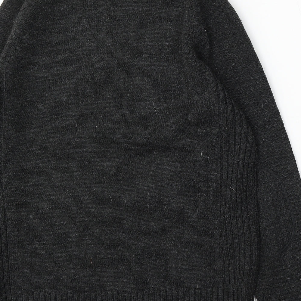 NEXT Womens Grey V-Neck Acrylic Pullover Jumper Size L
