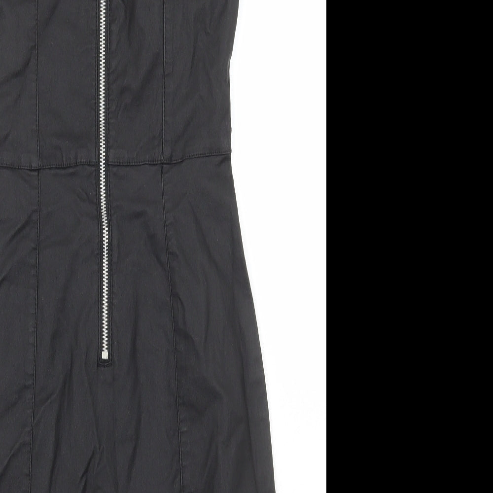 Denim & Co. Womens Black Viscose Bodycon Size 8 Square Neck