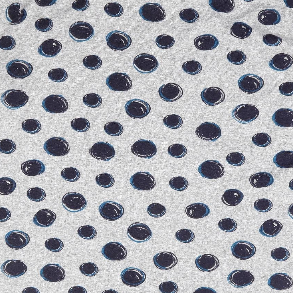 Ellie B Womens Grey Polka Dot Polyester Jersey Blouse Size L Round Neck