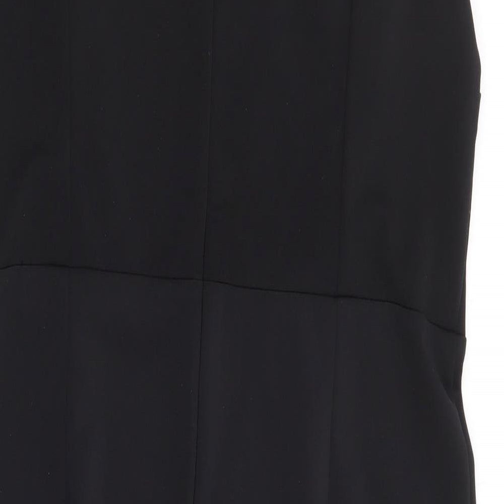 Dorothy Perkins Womens Black Polyester Pencil Dress Size M V-Neck Zip