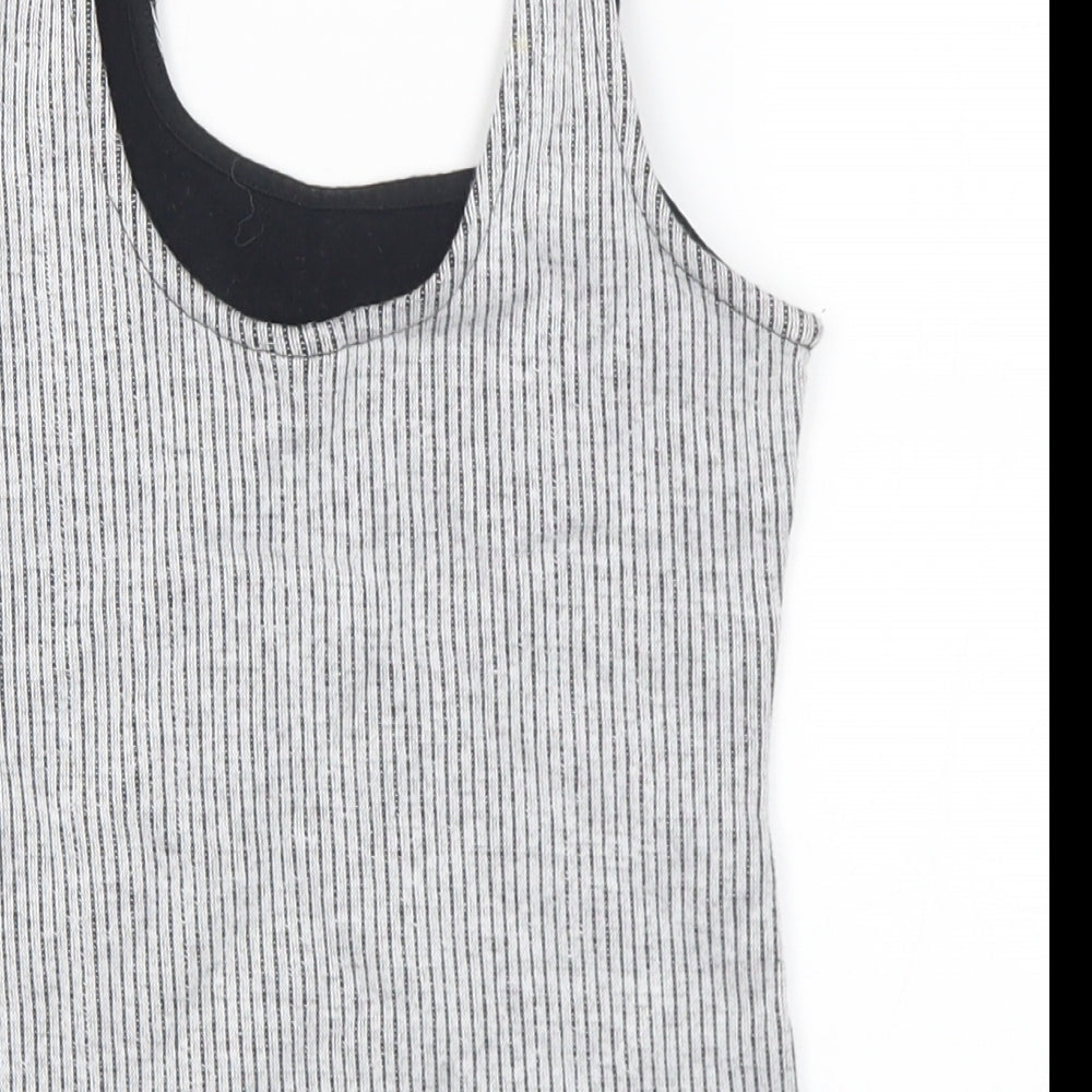Topshop Womens Grey Cotton Cropped Tank Size 6 Round Neck