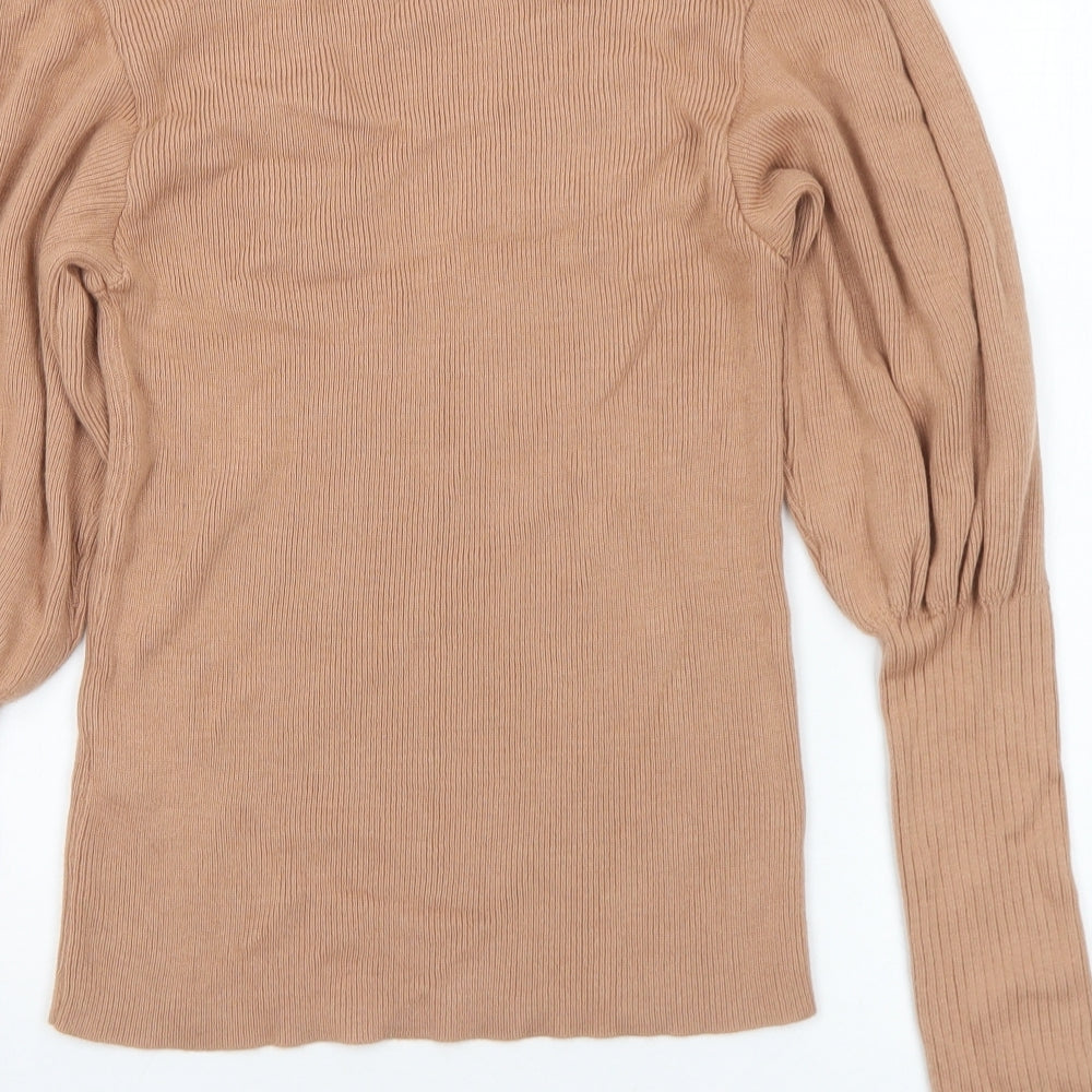 ASOS Womens Brown V-Neck Acrylic Pullover Jumper Size 10