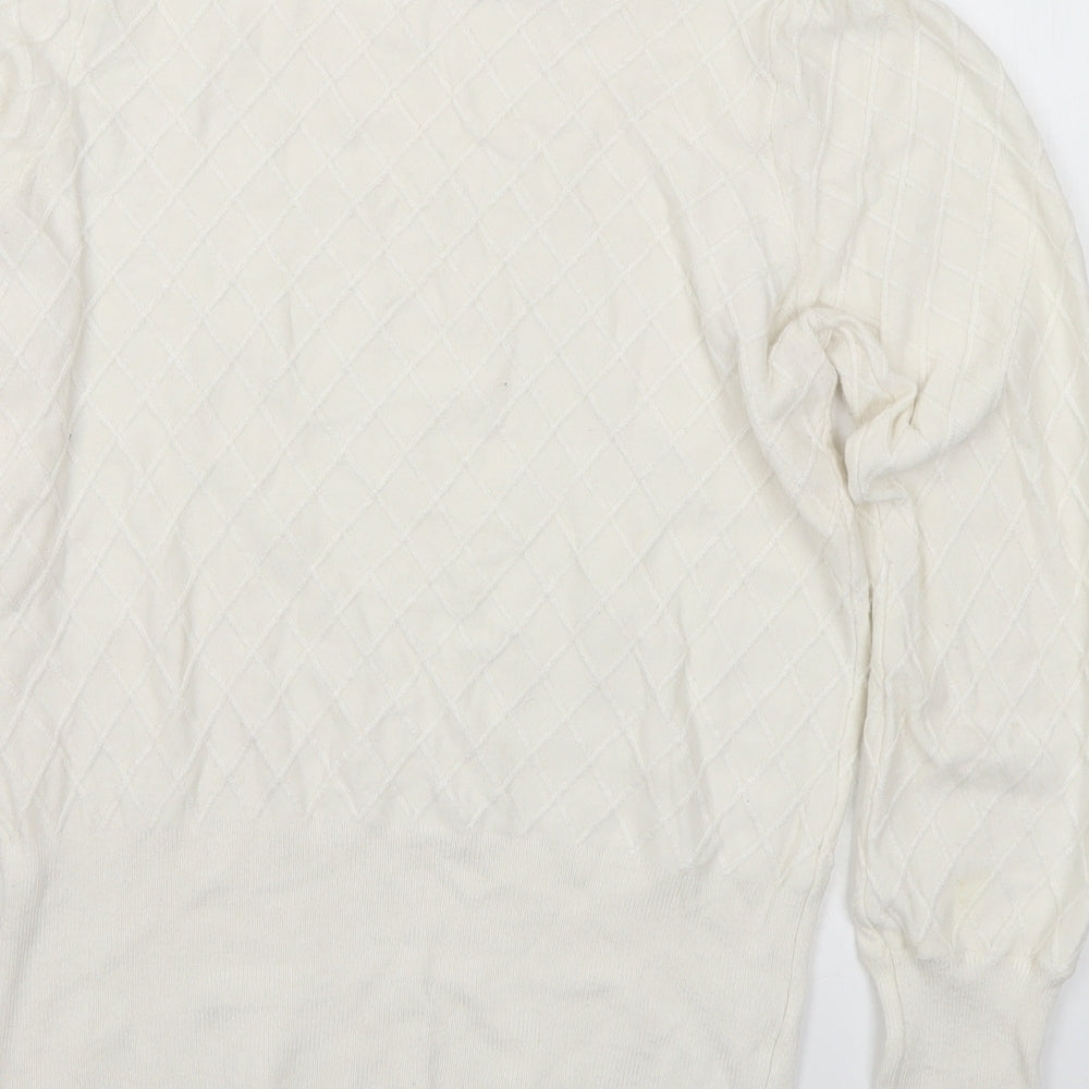 Marks & Spencer Womens White Crew Neck Acrylic Pullover Jumper Size 8