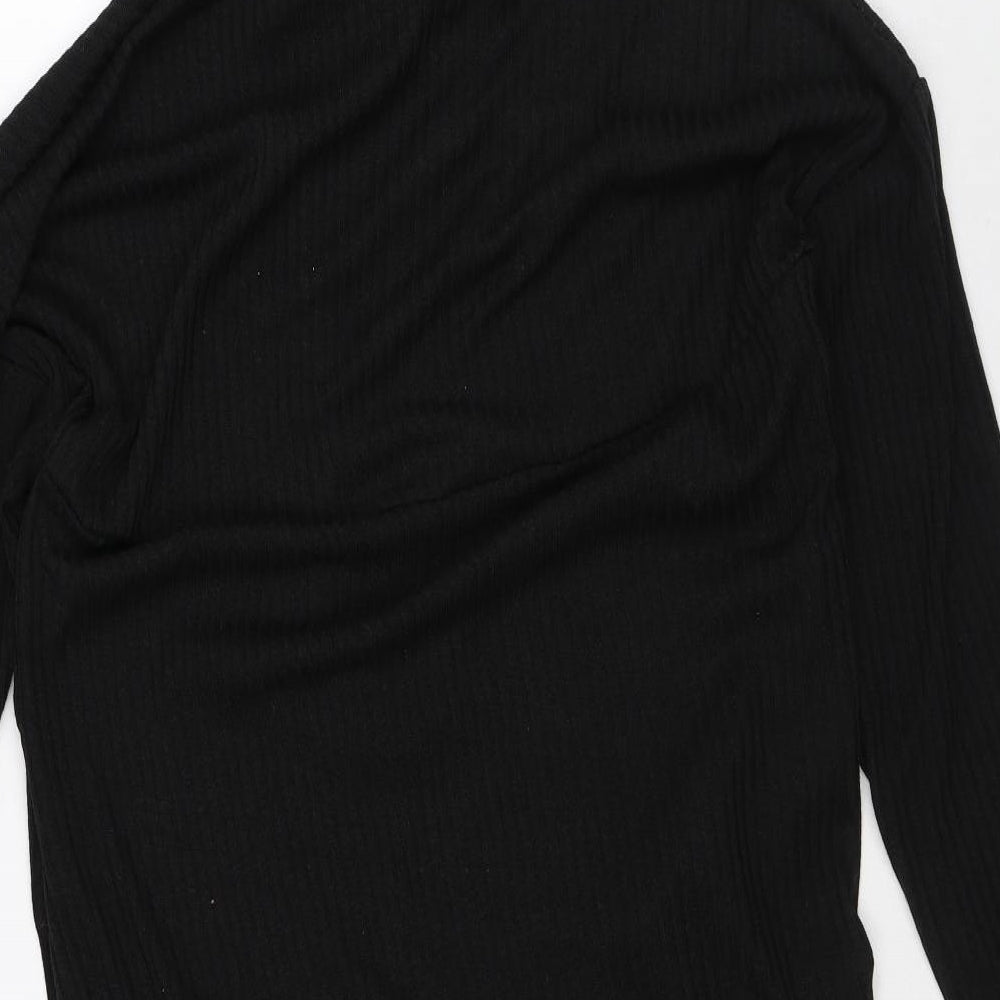 Preworn Womens Black High Neck Polyester Cardigan Jumper Size M - 2-in-1