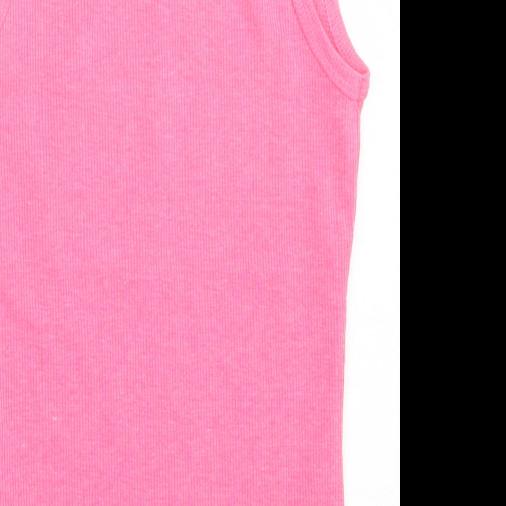 NEXT Girls Pink Cotton Basic Tank Size 6 Years Crew Neck Pullover