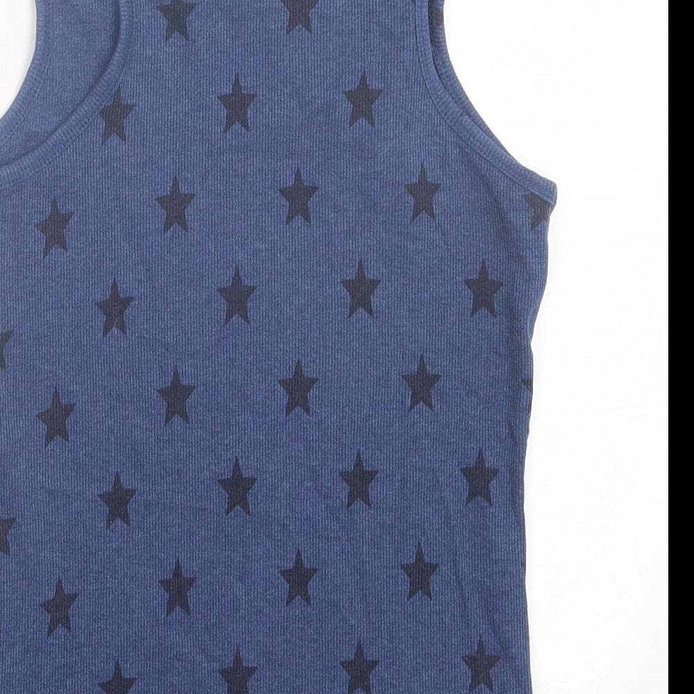 NEXT Girls Blue Geometric Cotton Basic Tank Size 11 Years Scoop Neck Pullover
