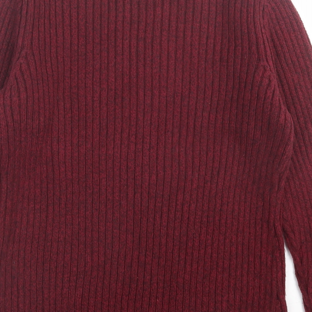 Liz Calborne Womens Red Crew Neck Cotton Pullover Jumper Size M