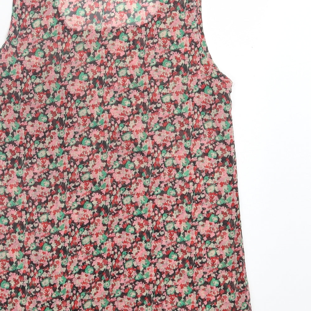 Exhibit Womens Red Floral Polyester Basic Tank Size 8 Crew Neck
