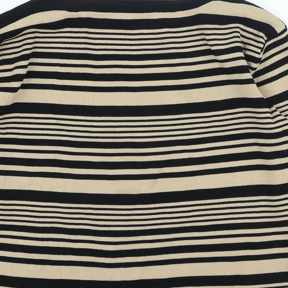 Bonmarché Womens Brown Round Neck Striped Viscose Pullover Jumper Size M