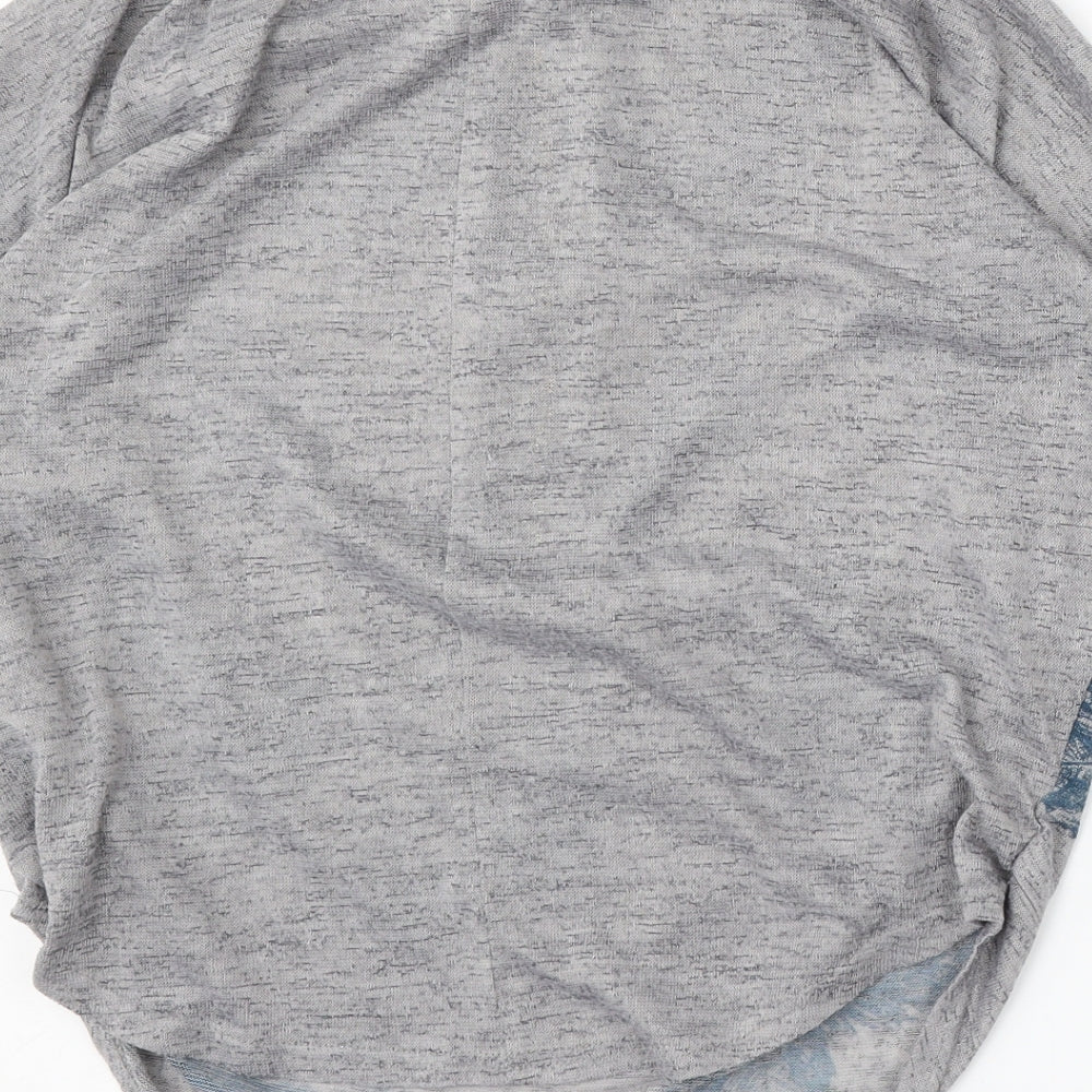 Apricot Womens Grey Round Neck Geometric Polyester Pullover Jumper Size S