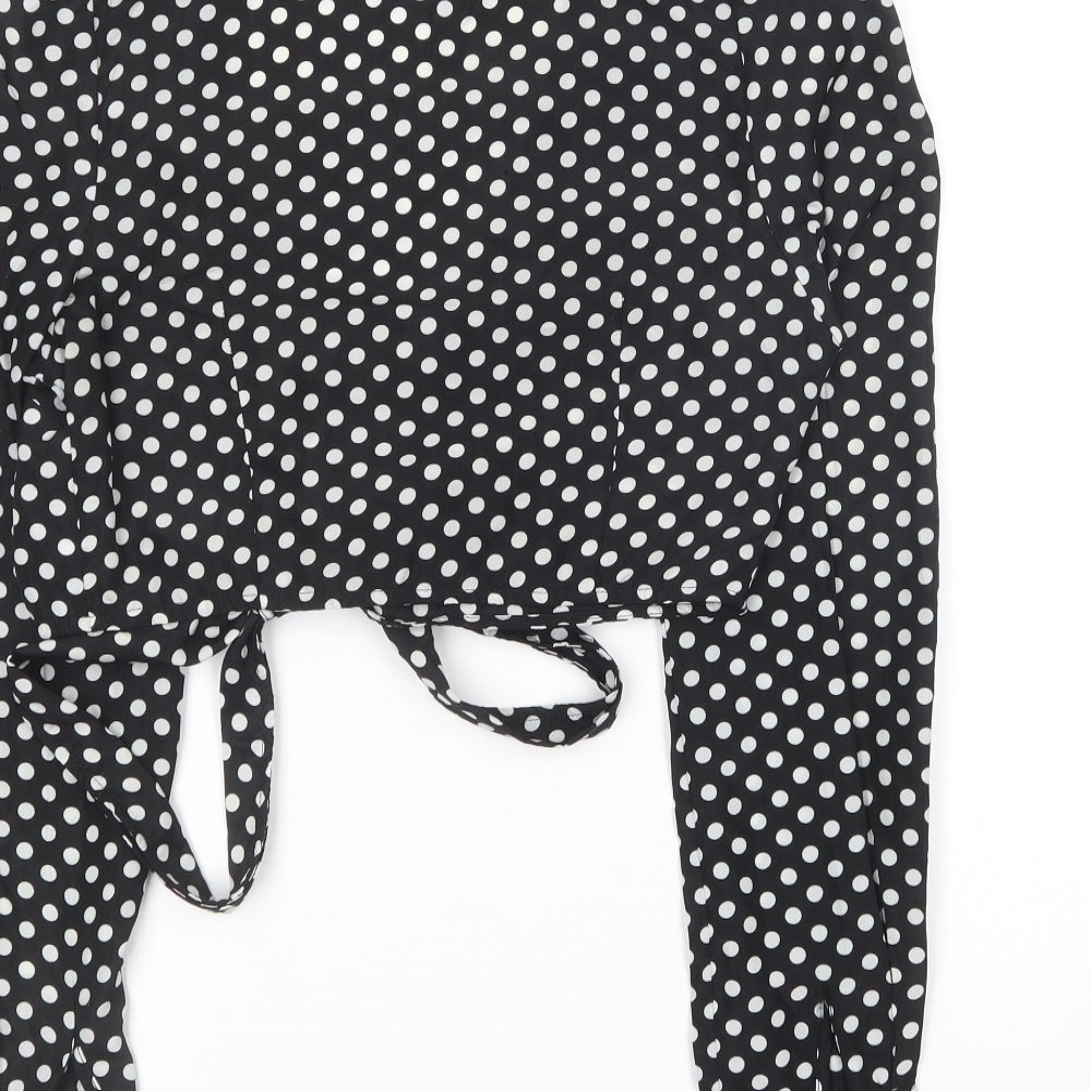 In the Style Womens Black Polka Dot Polyester Basic Blouse Size 6 V-Neck
