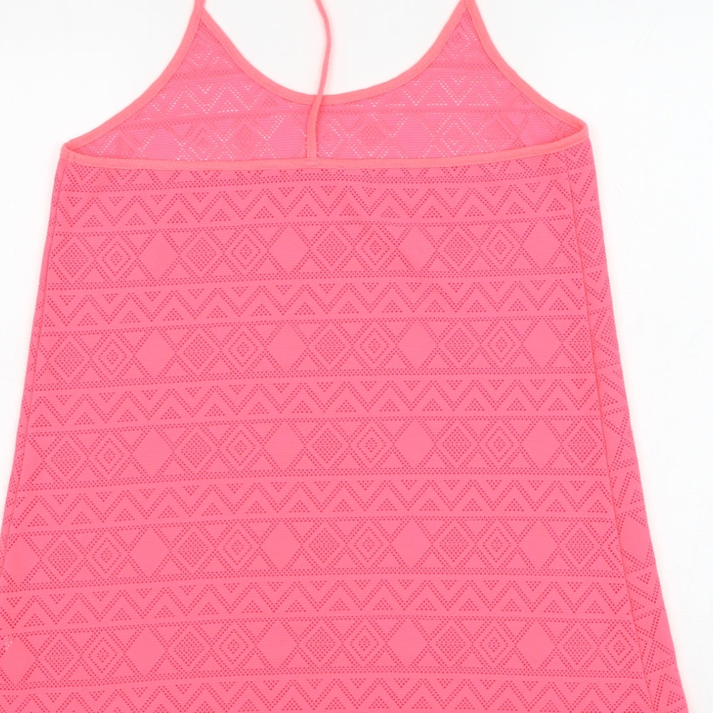 Resort Womens Pink Polyester Basic Tank Size 12 Round Neck