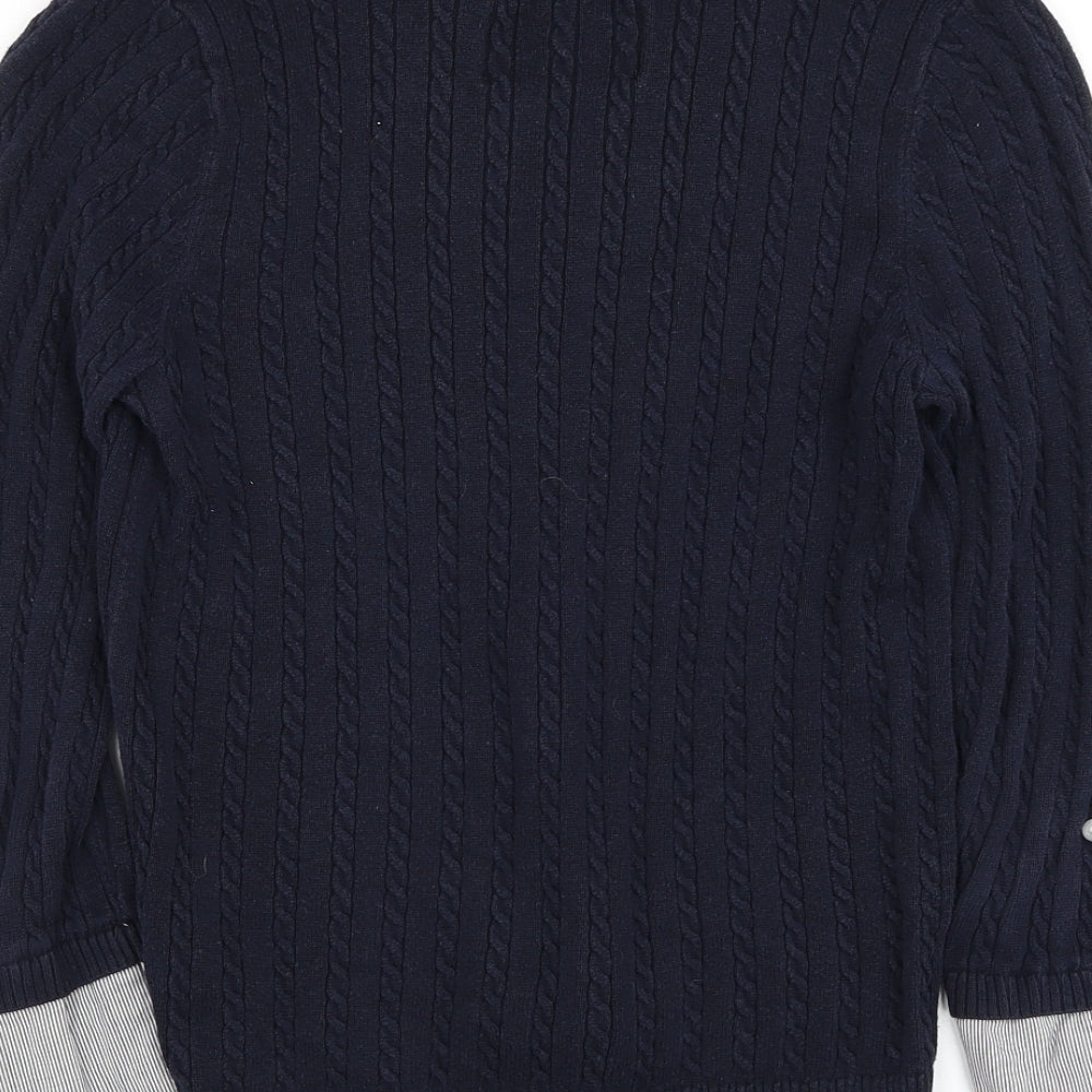 Debenhams Womens Blue Collared Cotton Pullover Jumper Size 10