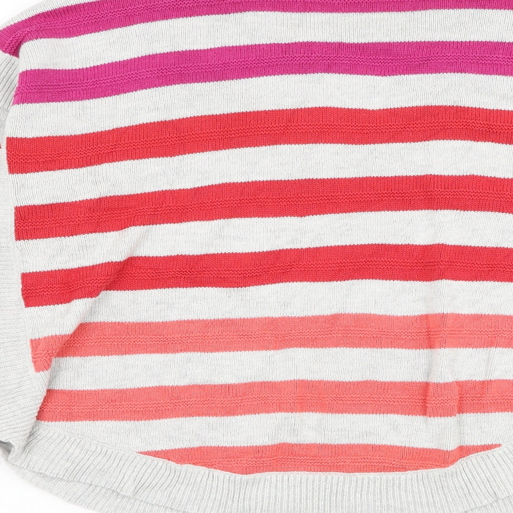 Design History Womens Grey Round Neck Striped Rayon Pullover Jumper Size 12