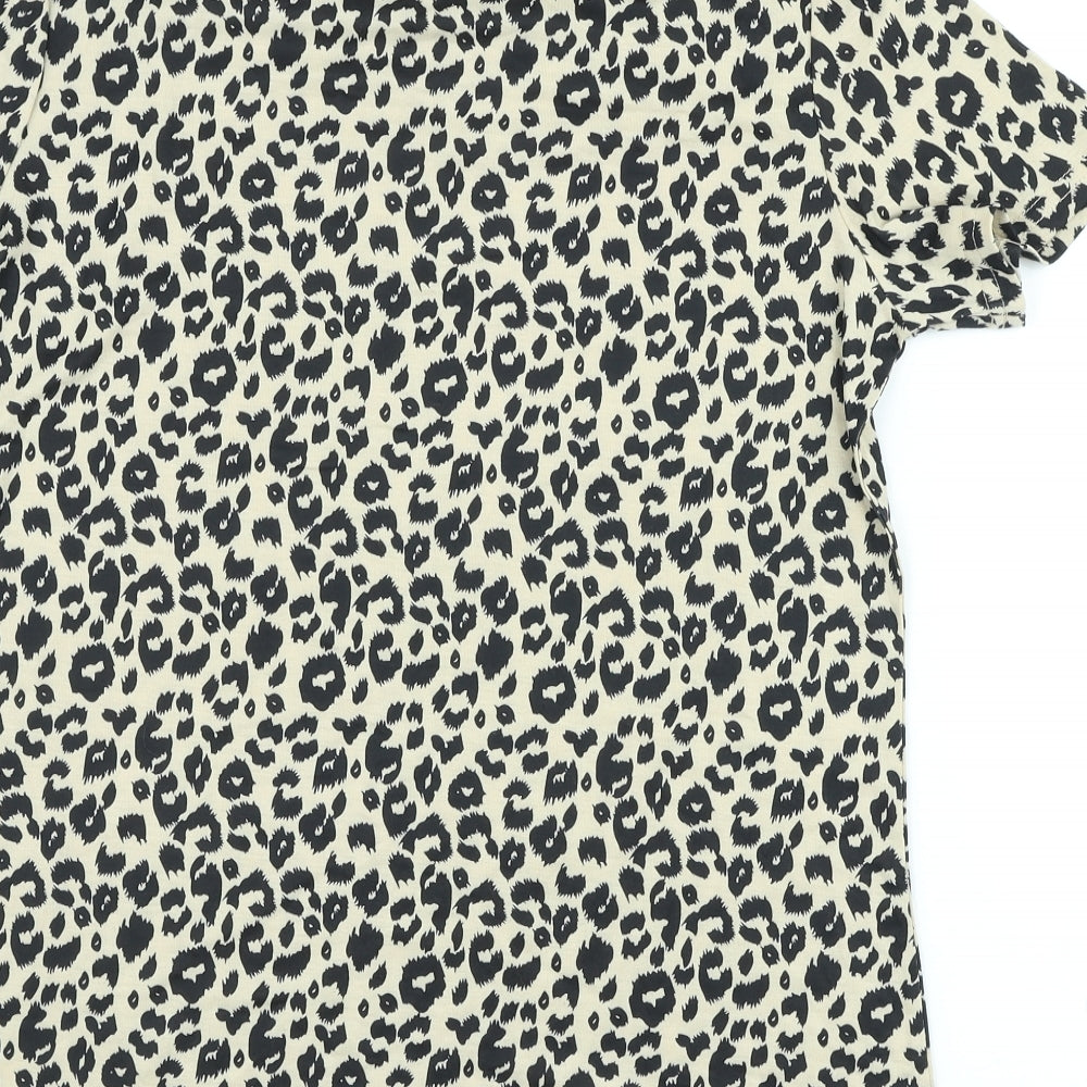 Blooming Jelly Womens Beige Animal Print Basic T-Shirt Size M Crew Neck
