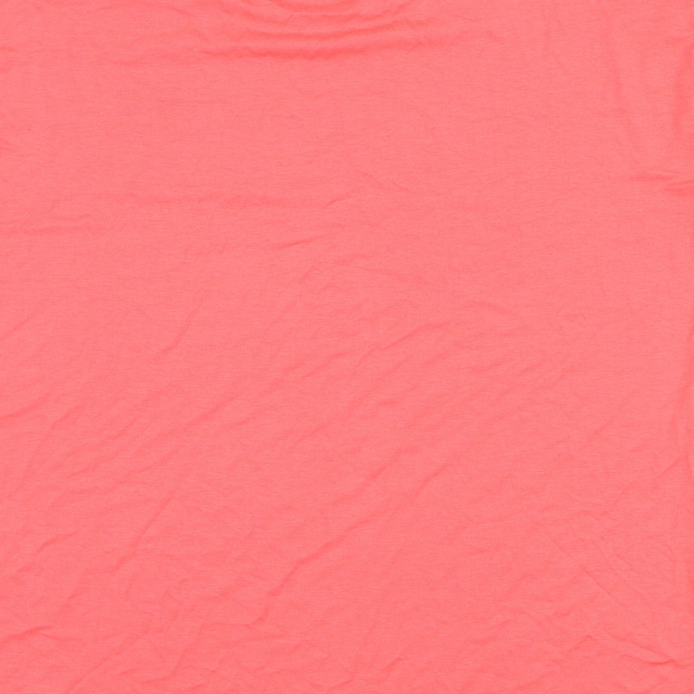 Marks & Spencer Womens Pink Viscose Basic T-Shirt Size 14 Scoop Neck