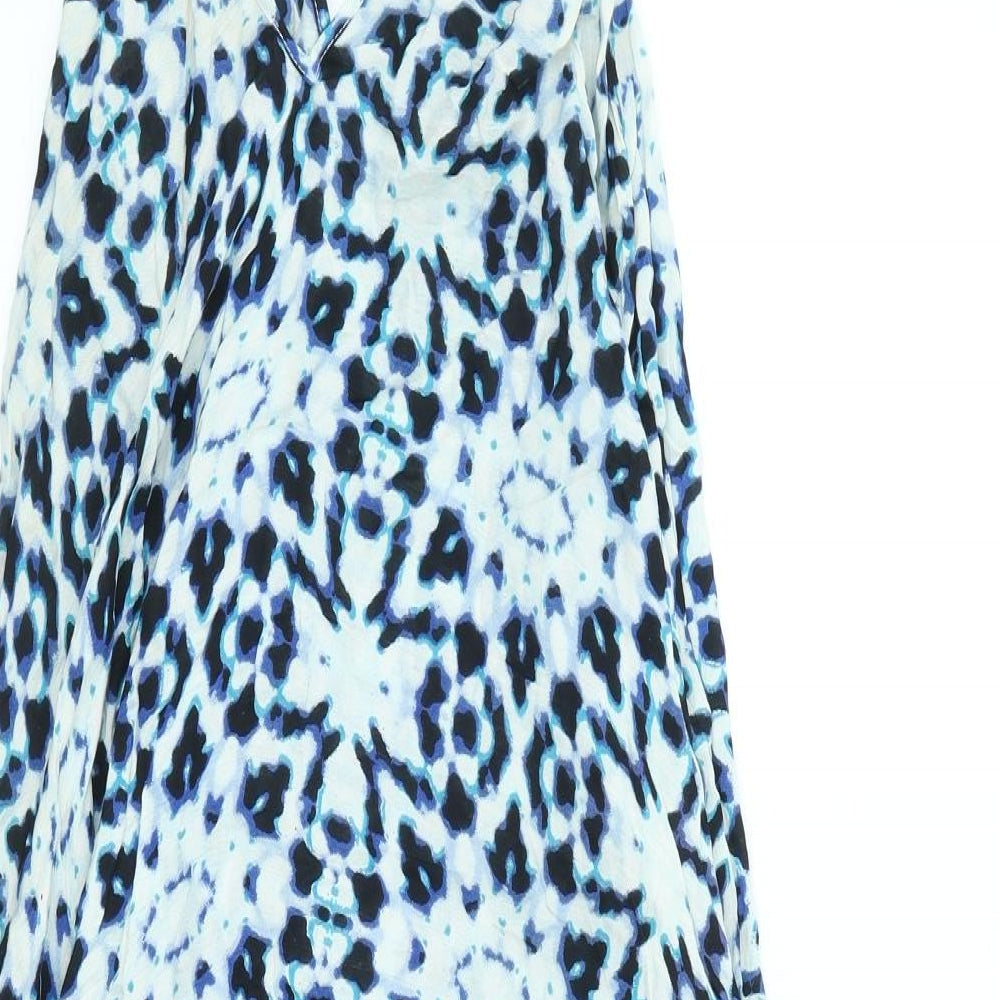 New Look Womens Blue Viscose Fit & Flare Size 8 V-Neck
