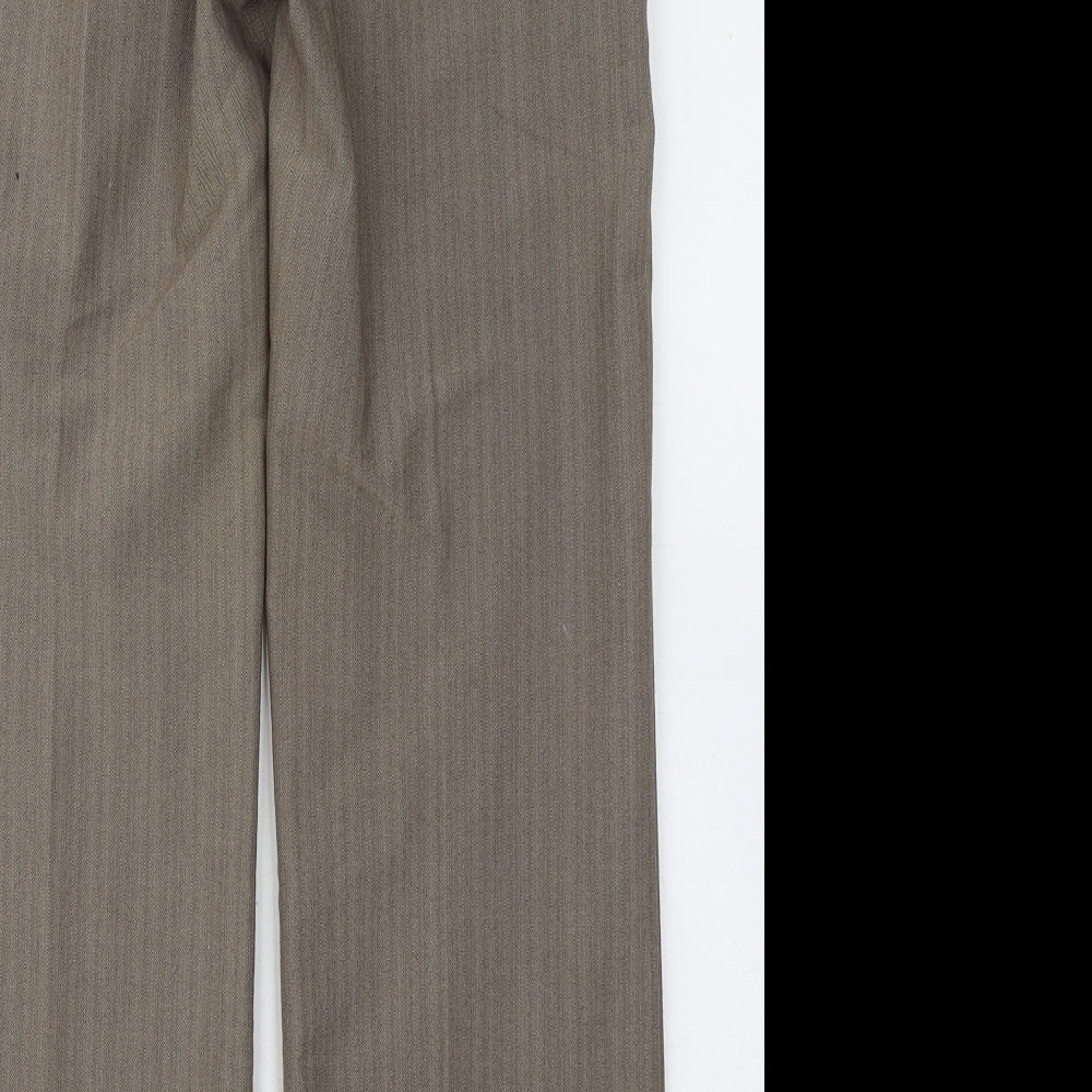 BHS Womens Brown Polyester Trousers Size 8 L25 in Regular