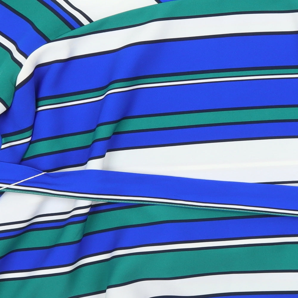 H&M Womens Multicoloured Striped Polyester Basic Blouse Size 8 Round Neck