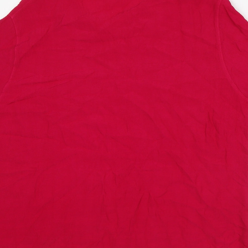 Marks & Spencer Womens Pink Viscose Basic T-Shirt Size 12 V-Neck