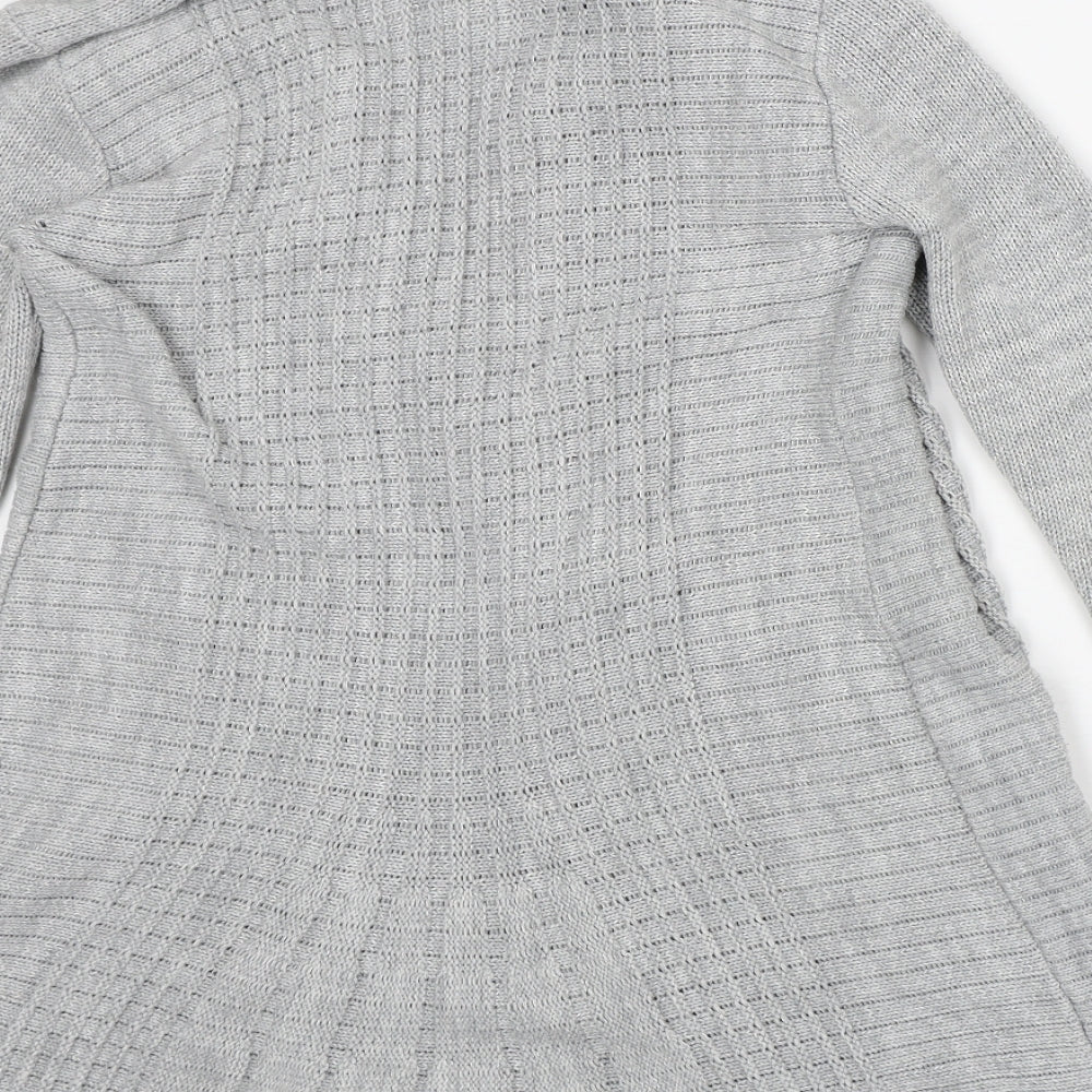 Preworn Womens Grey Round Neck Cotton Cardigan Jumper Size M