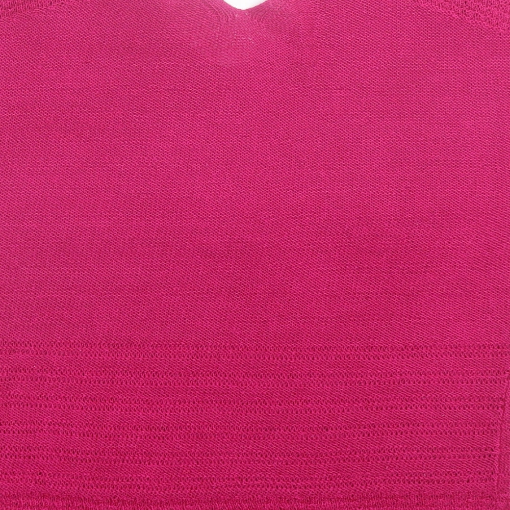 Per Una Womens Pink Acrylic Basic T-Shirt Size 12 V-Neck