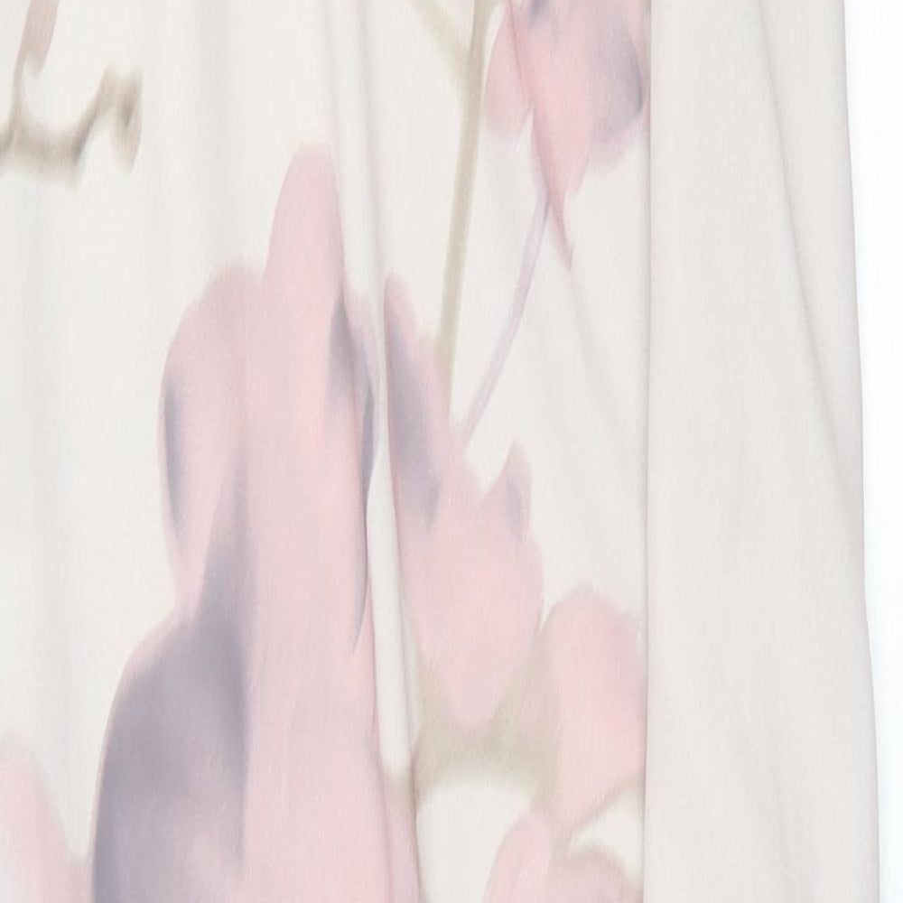 H&M Womens Pink Floral Polyester A-Line Size 8 Off the Shoulder Zip