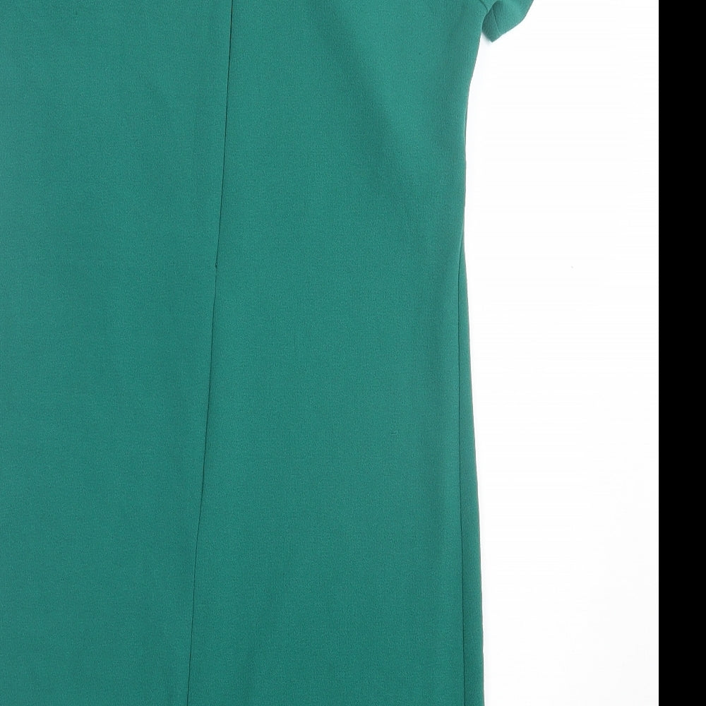 Atmosphere Womens Green Polyester T-Shirt Dress Size 6 Round Neck Zip