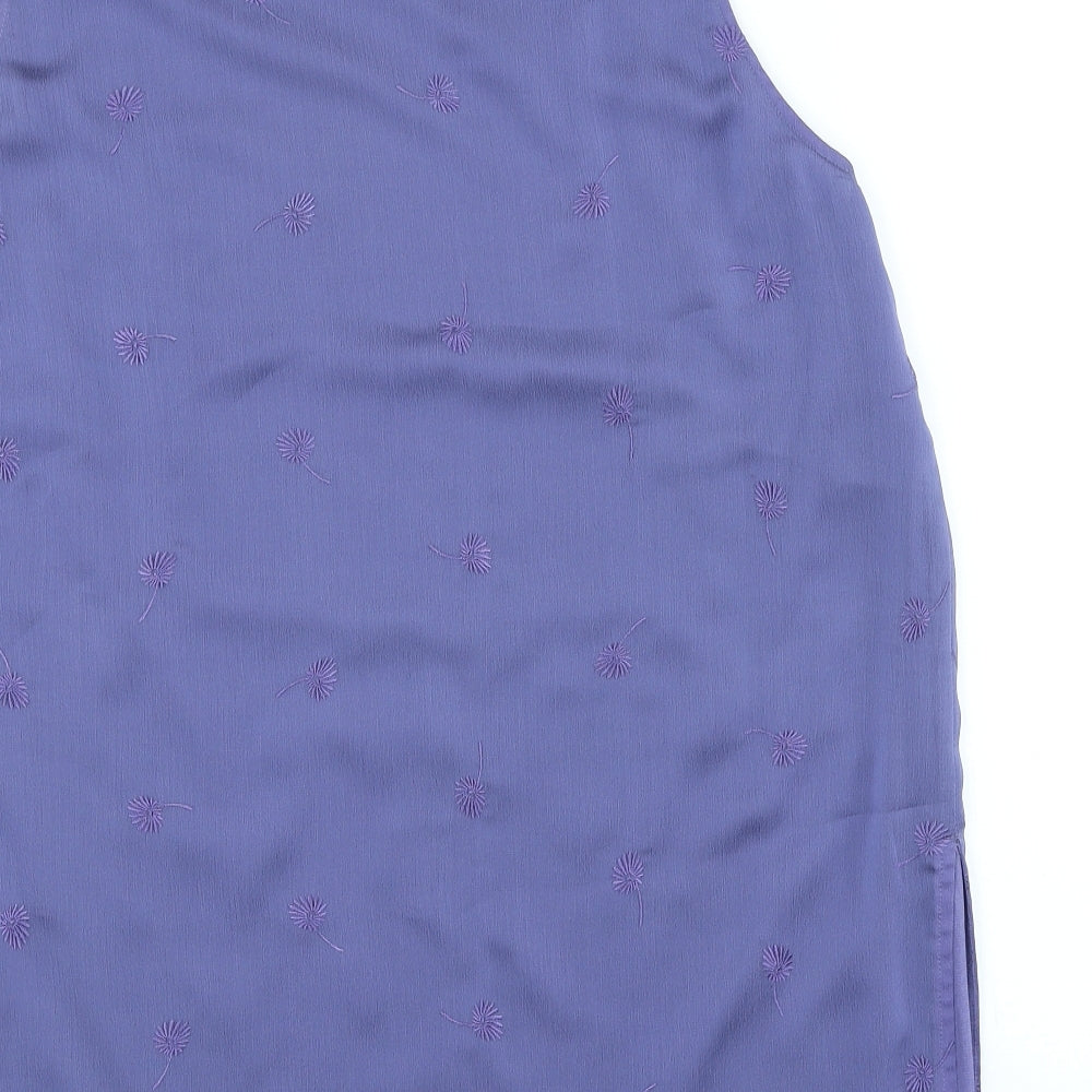 ELVI Womens Purple Floral Polyester Basic Blouse Size 16 Scoop Neck