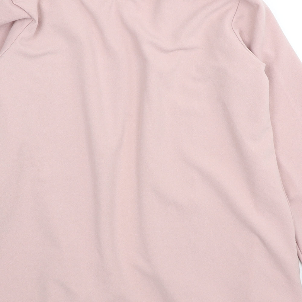 Boohoo Womens Pink Collared Polyester Cardigan Jumper Size 14