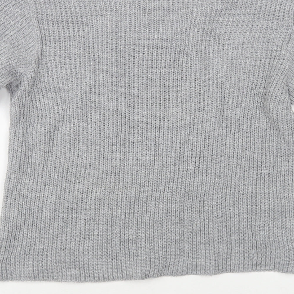 Miss Selfridge Womens Grey Crew Neck Acrylic Pullover Jumper Size 8