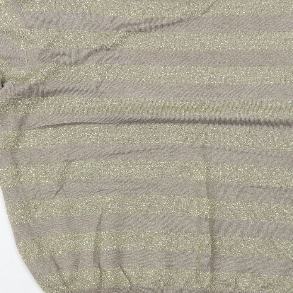 Fluid Womens Gold Scoop Neck Striped Viscose Pullover Jumper Size L