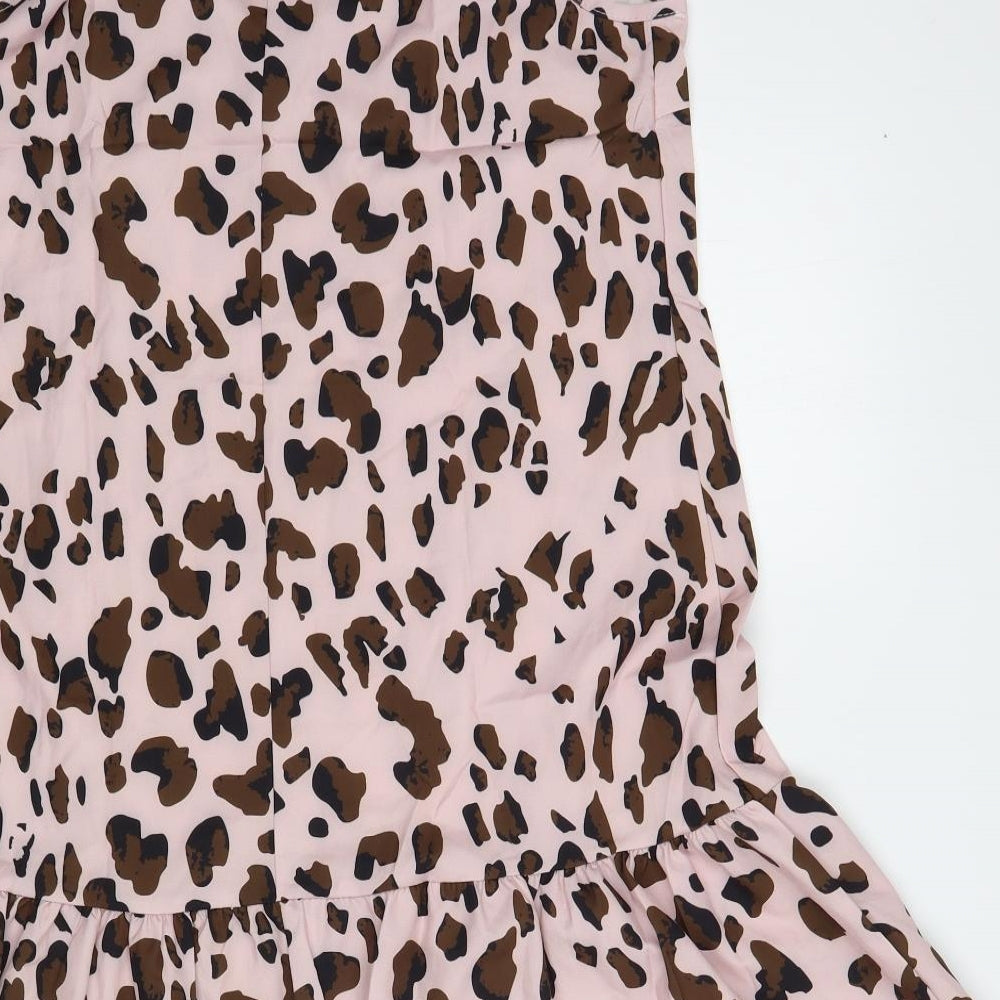Preworn Womens Pink Animal Print Polyester A-Line Size S V-Neck Pullover