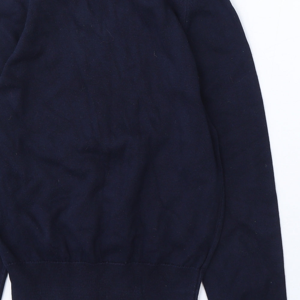 Trutex Womens Blue V-Neck Cotton Pullover Jumper Size XS